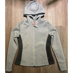 Women’s Full Zip Hoodie Jacket Sz M Gray Athletic Activewear Lightweight Hood